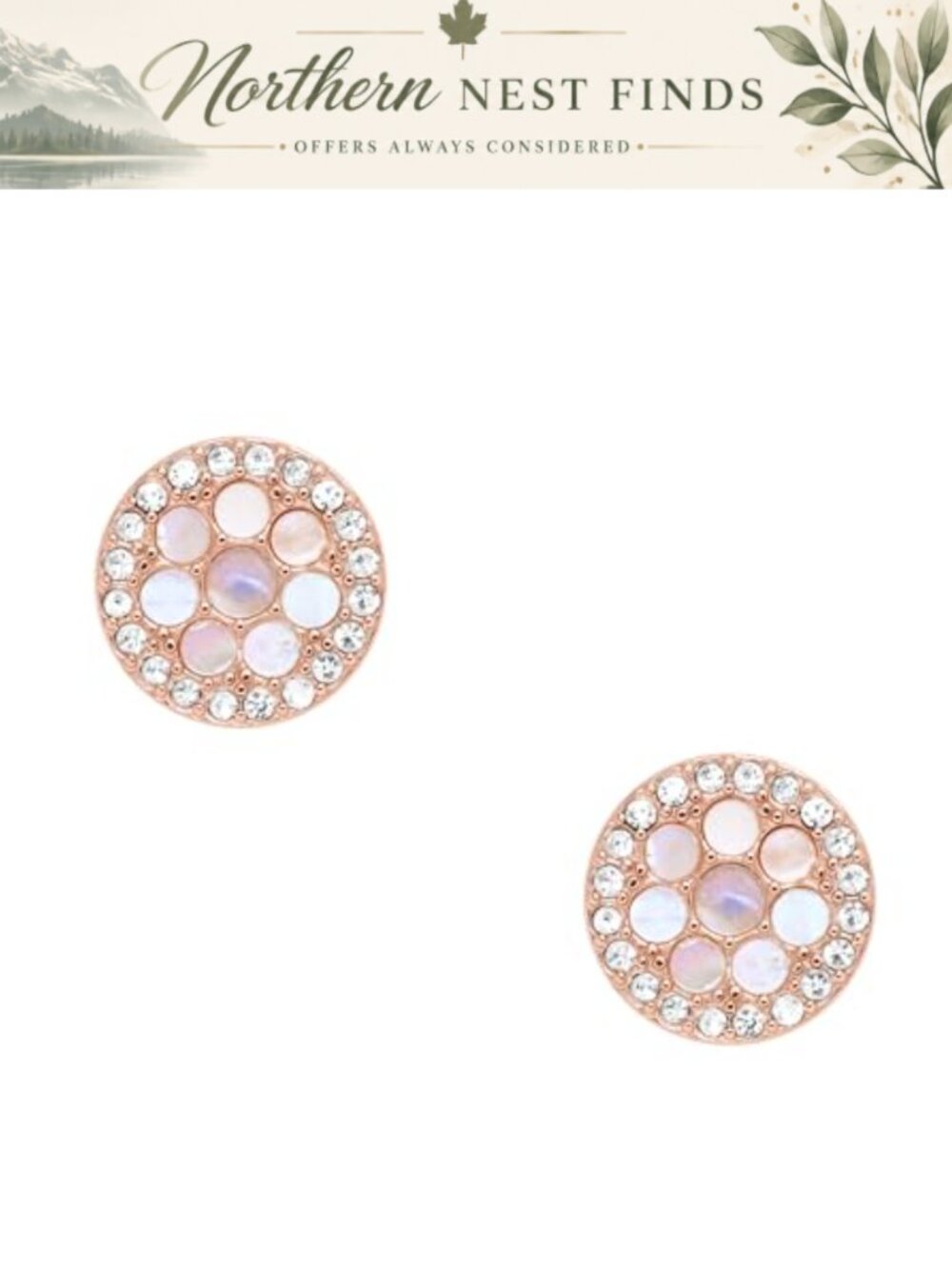 Mother-of-Pearl Gold-Tone Stainless Steel Stud Earrings Post Closure